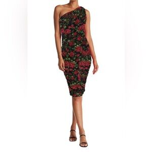 LOVE by X DESIGN Floral One Shoulder Ruched Bodycon Midi Dress XS Nordstrom
